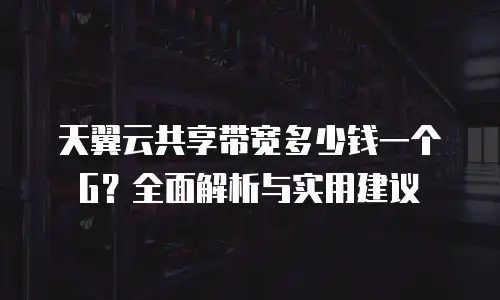 天翼云共享带宽多少钱一个G？全面解析与实用建议