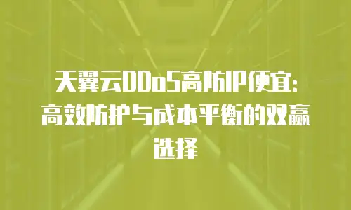 天翼云DDoS高防IP便宜：高效防护与成本平衡的双赢选择