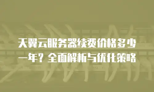 天翼云服务器续费价格多少一年？全面解析与优化策略