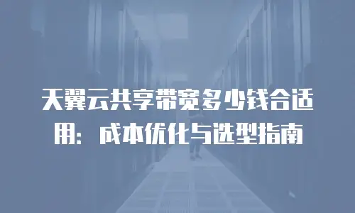 天翼云共享带宽多少钱合适用：成本优化与选型指南