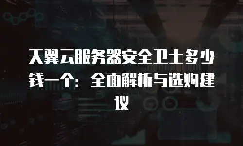 天翼云服务器安全卫士多少钱一个：全面解析与选购建议