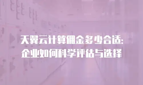 天翼云计算佣金多少合适：企业如何科学评估与选择