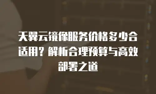 天翼云镜像服务价格多少合适用？解析合理预算与高效部署之道
