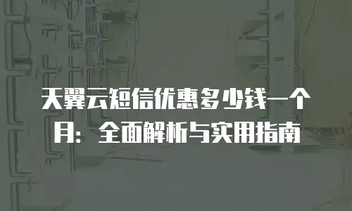 天翼云短信优惠多少钱一个月：全面解析与实用指南