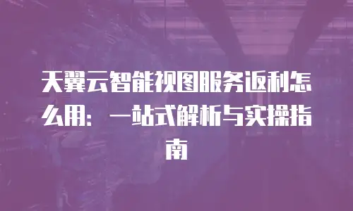 天翼云智能视图服务返利怎么用：一站式解析与实操指南