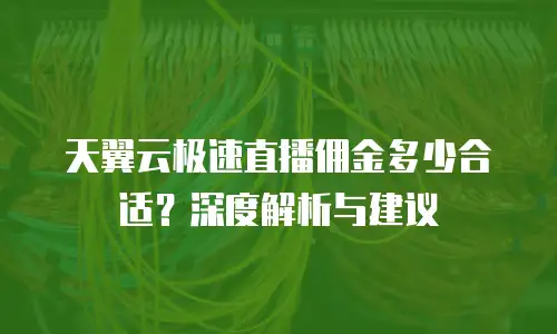 天翼云极速直播佣金多少合适？深度解析与建议