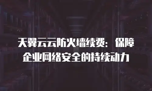 天翼云云防火墙续费：保障企业网络安全的持续动力