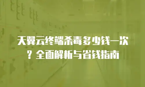 天翼云终端杀毒多少钱一次？全面解析与省钱指南