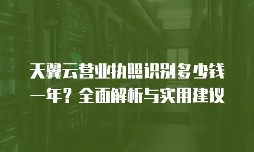 天翼云营业执照识别多少钱一年？全面解析与实用建议