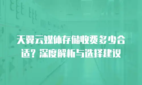 天翼云媒体存储收费多少合适？深度解析与选择建议