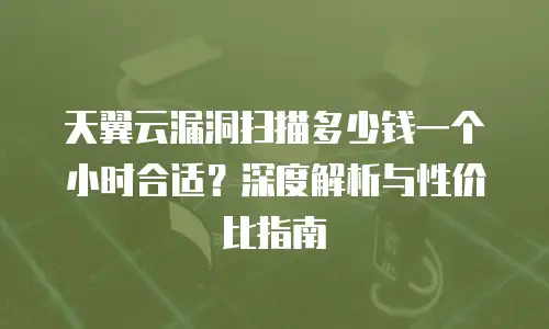 天翼云漏洞扫描多少钱一个小时合适？深度解析与性价比指南