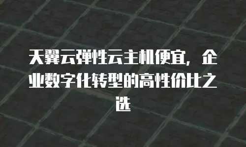 天翼云弹性云主机便宜，企业数字化转型的高性价比之选