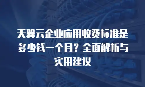 天翼云企业应用收费标准是多少钱一个月？全面解析与实用建议