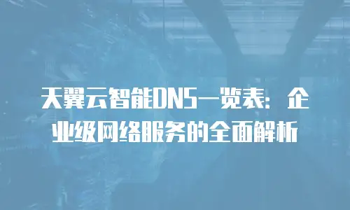 天翼云智能DNS一览表：企业级网络服务的全面解析