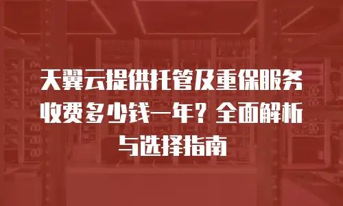 天翼云提供托管及重保服务收费多少钱一年？全面解析与选择指南