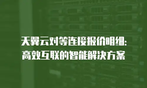 天翼云对等连接报价明细：高效互联的智能解决方案