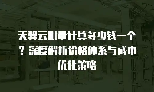 天翼云批量计算多少钱一个？深度解析价格体系与成本优化策略