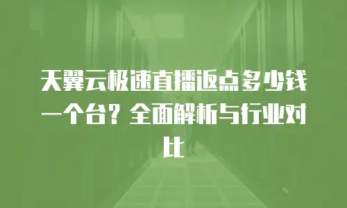 天翼云极速直播返点多少钱一个台？全面解析与行业对比