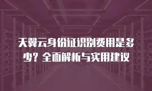 天翼云身份证识别费用是多少？全面解析与实用建议