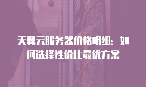 天翼云服务器价格明细：如何选择性价比最优方案