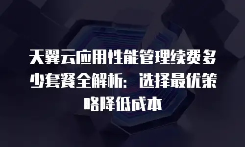 天翼云应用性能管理续费多少套餐全解析：选择最优策略降低成本