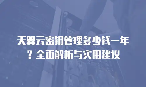 天翼云密钥管理多少钱一年？全面解析与实用建议