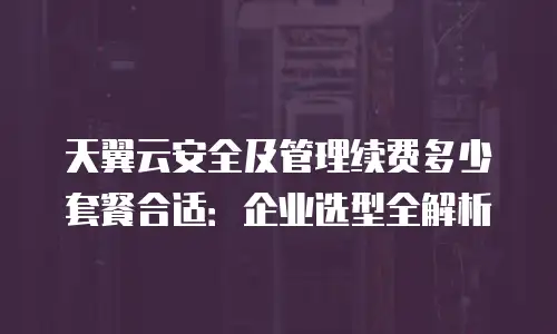 天翼云安全及管理续费多少套餐合适：企业选型全解析