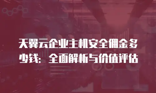 天翼云企业主机安全佣金多少钱：全面解析与价值评估
