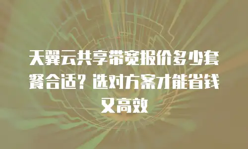 天翼云共享带宽报价多少套餐合适？选对方案才能省钱又高效
