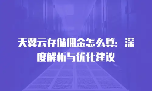 天翼云存储佣金怎么算：深度解析与优化建议