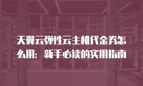 天翼云弹性云主机代金券怎么用：新手必读的实用指南