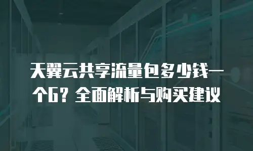 天翼云共享流量包多少钱一个G？全面解析与购买建议