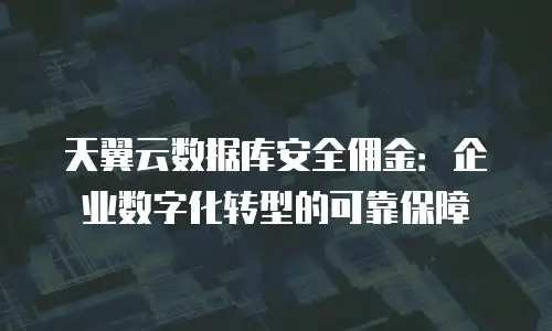 天翼云数据库安全佣金：企业数字化转型的可靠保障