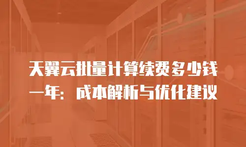 天翼云批量计算续费多少钱一年：成本解析与优化建议
