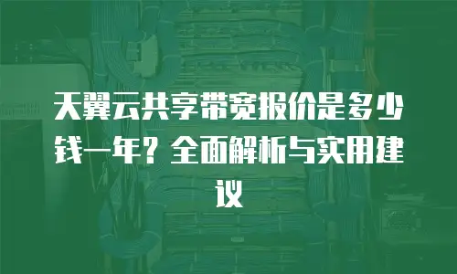 天翼云共享带宽报价是多少钱一年？全面解析与实用建议