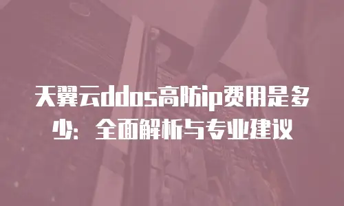 天翼云ddos高防ip费用是多少：全面解析与专业建议