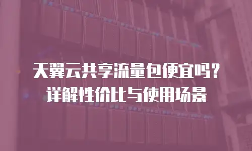 天翼云共享流量包便宜吗？详解性价比与使用场景