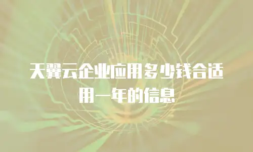 天翼云企业应用多少钱合适用一年的信息