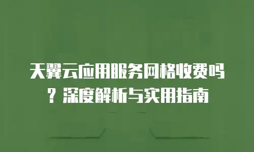 天翼云应用服务网格收费吗？深度解析与实用指南