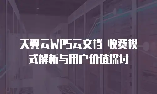 天翼云WPS云文档 收费模式解析与用户价值探讨