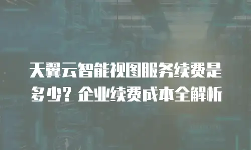 天翼云智能视图服务续费是多少？企业续费成本全解析