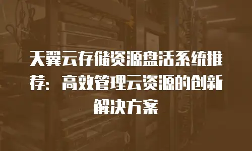 天翼云存储资源盘活系统推荐：高效管理云资源的创新解决方案
