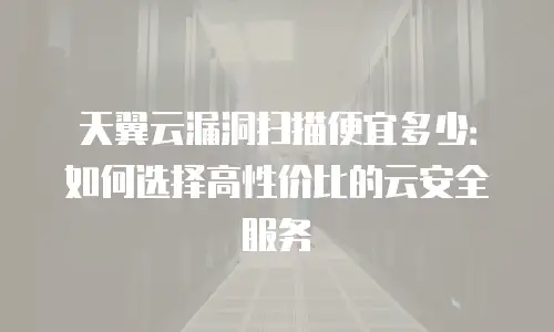 天翼云漏洞扫描便宜多少：如何选择高性价比的云安全服务