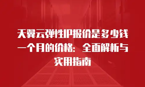 天翼云弹性IP报价是多少钱一个月的价格：全面解析与实用指南
