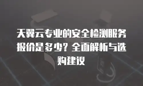 天翼云专业的安全检测服务报价是多少？全面解析与选购建议