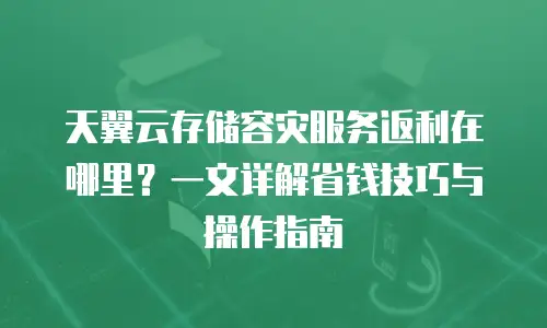 天翼云存储容灾服务返利在哪里？一文详解省钱技巧与操作指南