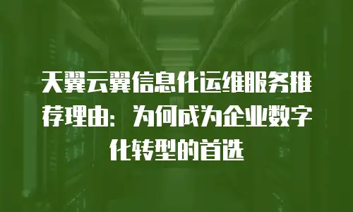 天翼云翼信息化运维服务推荐理由：为何成为企业数字化转型的首选