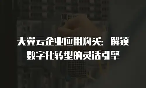 天翼云企业应用购买：解锁数字化转型的灵活引擎