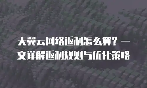 天翼云网络返利怎么算？一文详解返利规则与优化策略