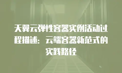 天翼云弹性容器实例活动过程描述：云端容器新范式的实践路径